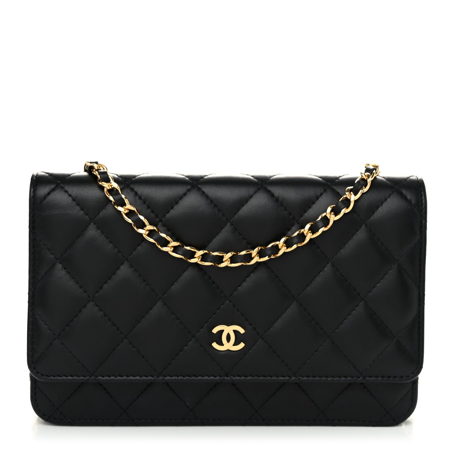 Chanel Lambskin Quilted Wallet On Chain WOC Black 1 of 12