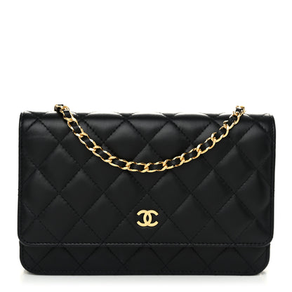 Chanel Lambskin Quilted Wallet On Chain WOC Black 1 of 12