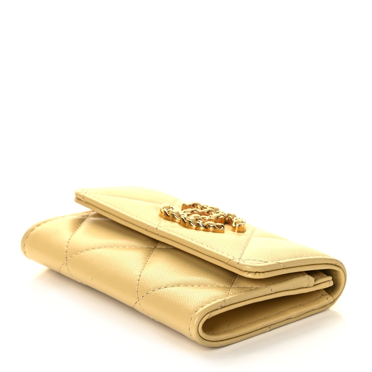 Chanel Lambskin Quilted Chanel 19 Flap Card Holder Yellow 5 of 10