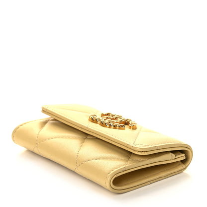 Chanel Lambskin Quilted Chanel 19 Flap Card Holder Yellow 5 of 10