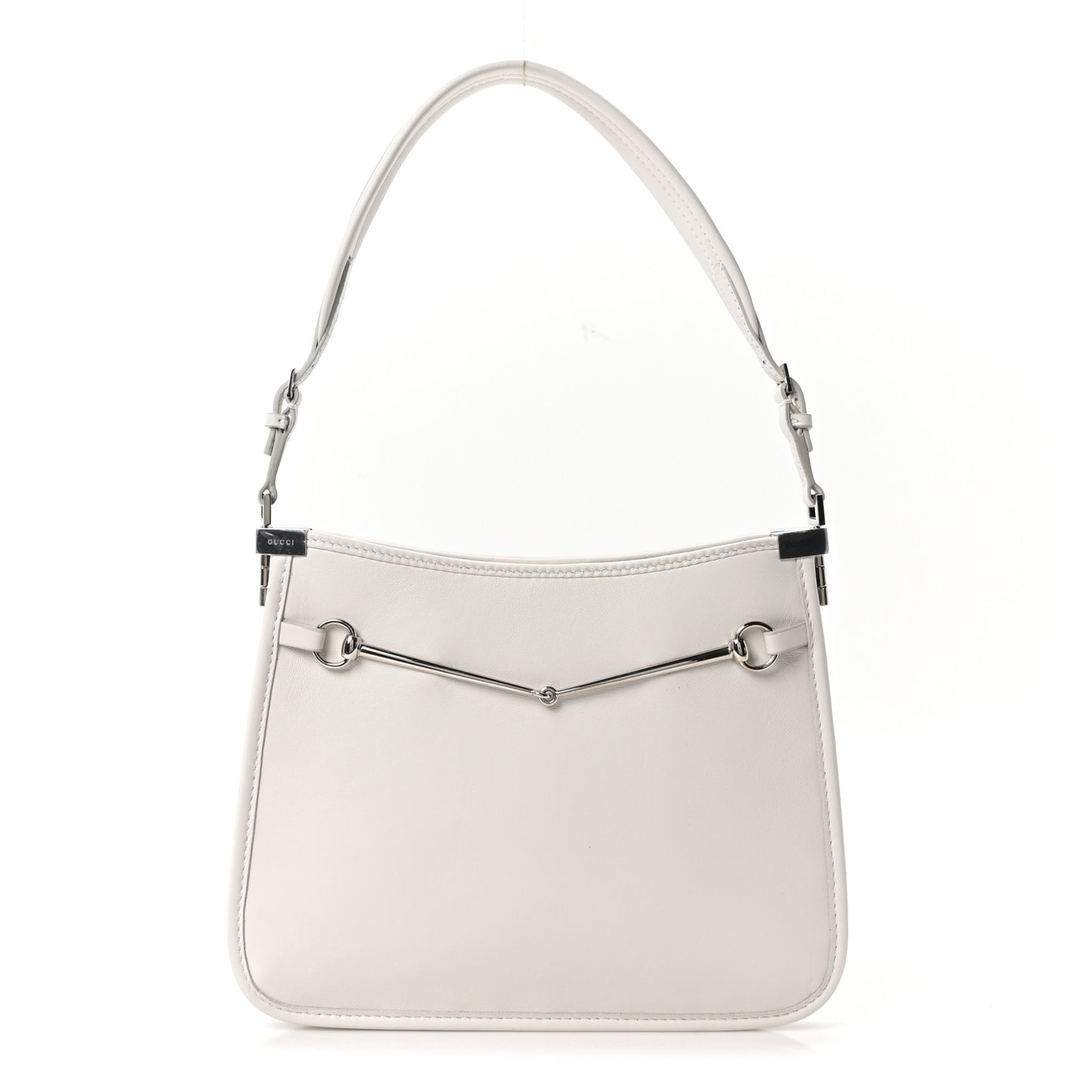 Calfskin Horsebit Slim Shoulder Bag White
