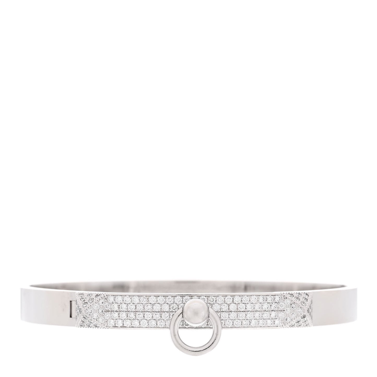 18K White Gold Pave Diamond PM Collier De Chien Bracelet SH
