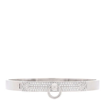 Hermes 18K White Gold Pave Diamond PM Collier De Chien Bracelet SH 1 of 4