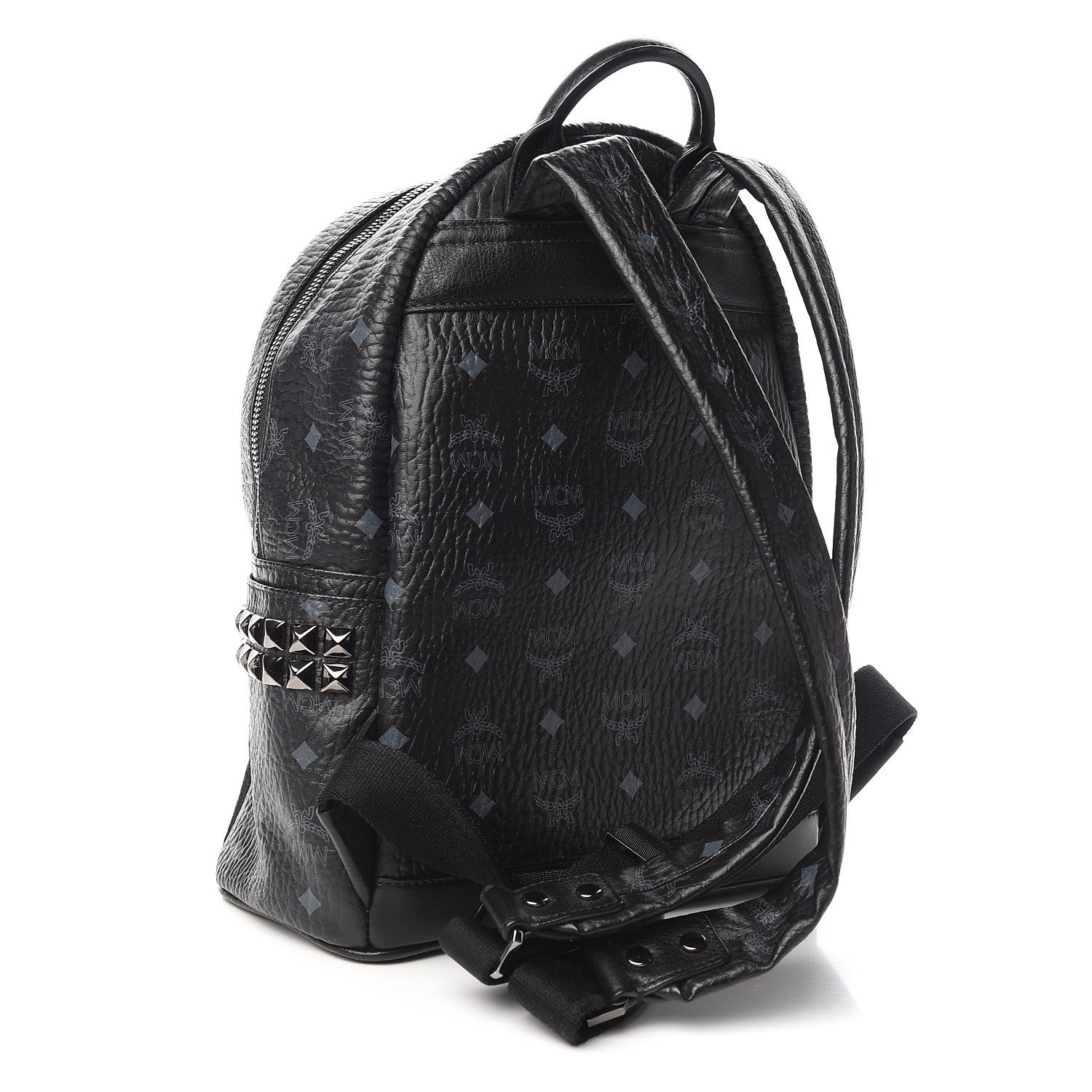 MCM Visetos Small Side Stud Stark Backpack Black 3 of 10