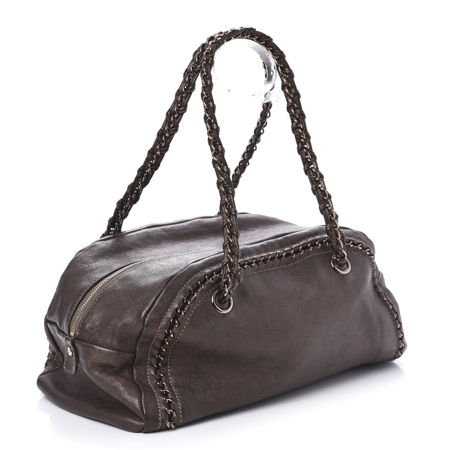Goatskin Medium Luxe Ligne Bowler Brown