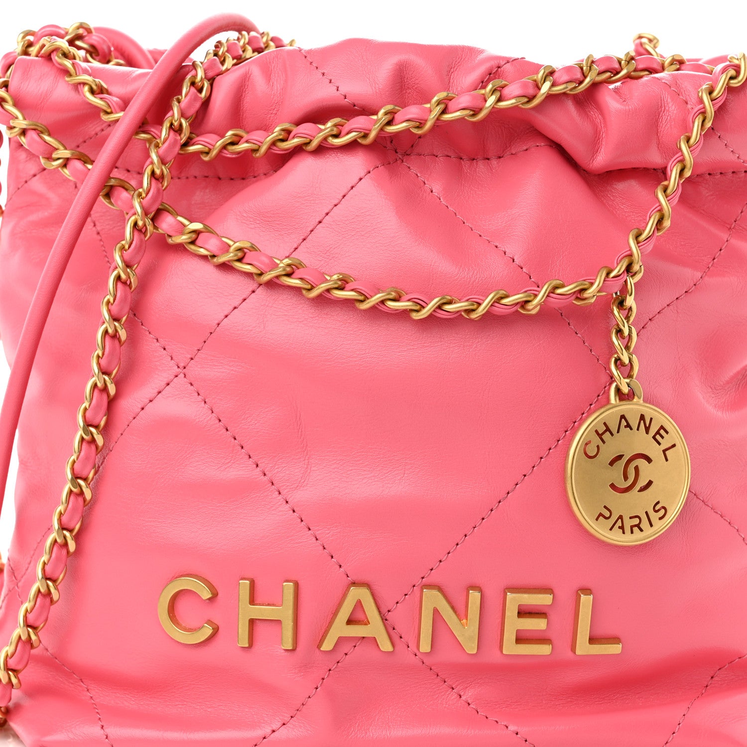 Chanel Shiny Calfskin Quilted Mini Chanel 22 Rose 8 of 10