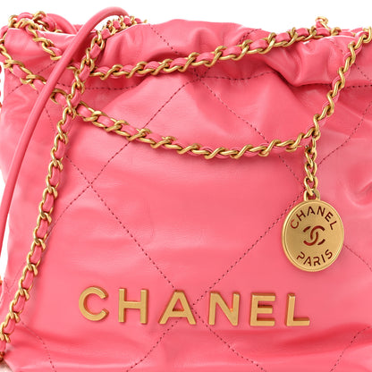 Chanel Shiny Calfskin Quilted Mini Chanel 22 Rose 8 of 10