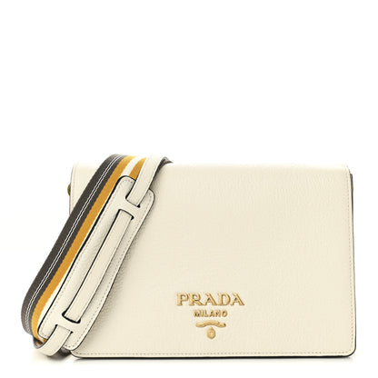 Prada Vitello Daino Flap Crossbody Bianco 1 of 9