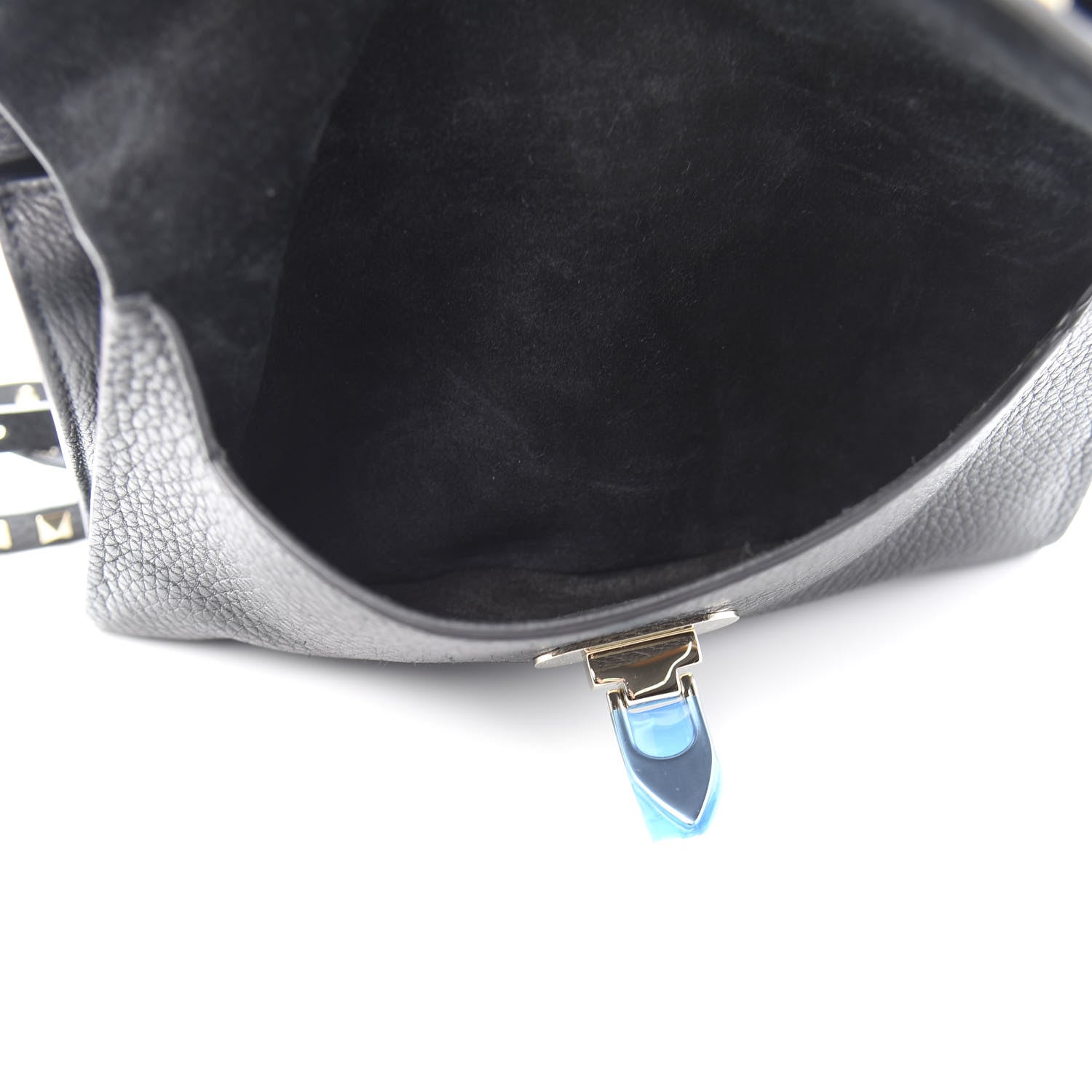 Valentino Garavani Grainy Calfskin Rockstud Double Flap Crossbody Bag Black 5 of 13