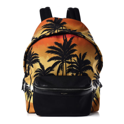 Saint Laurent Nylon Palm Tree Sunset Print Hunting Backpack Red Yellow Black 1 of 14