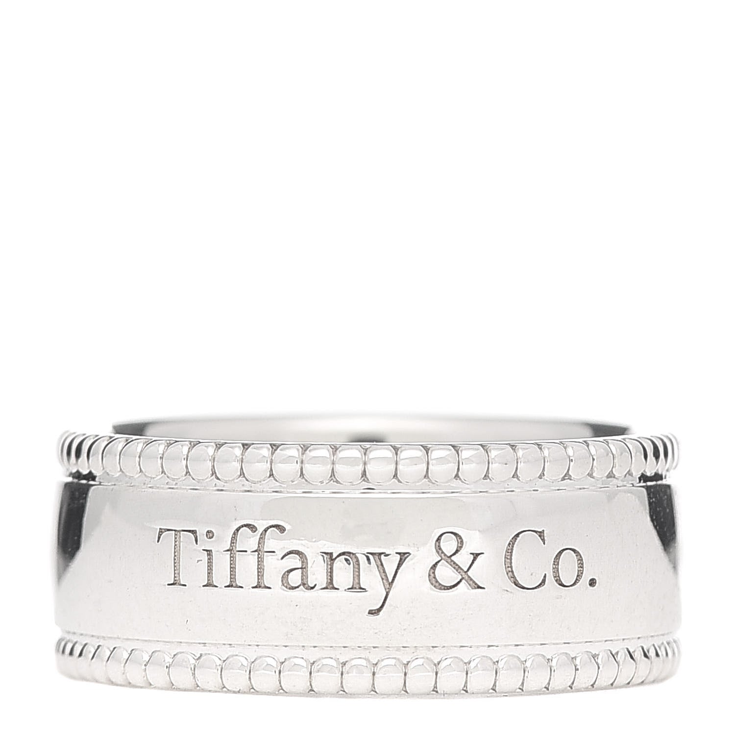 Tiffany Sterling Silver Milgrain Logo Band Ring 54 6.75 1 of 5