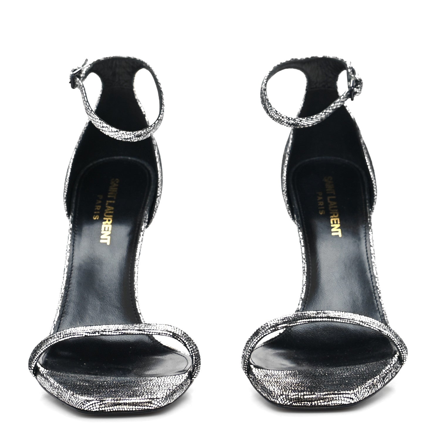 Saint Laurent Metallic Calfskin Opyum 110 Sandals 37 Argento 2 of 7