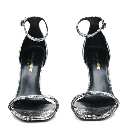 Saint Laurent Metallic Calfskin Opyum 110 Sandals 37 Argento 2 of 7