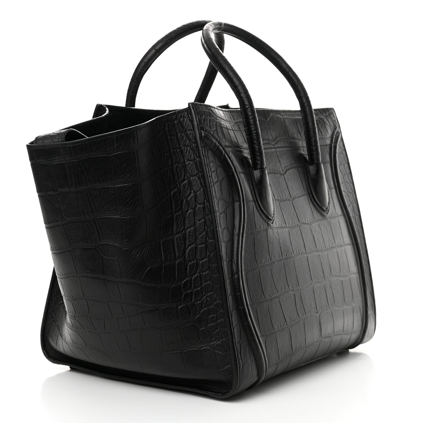Crocodile Embossed Calfskin Medium Phantom Luggage Black
