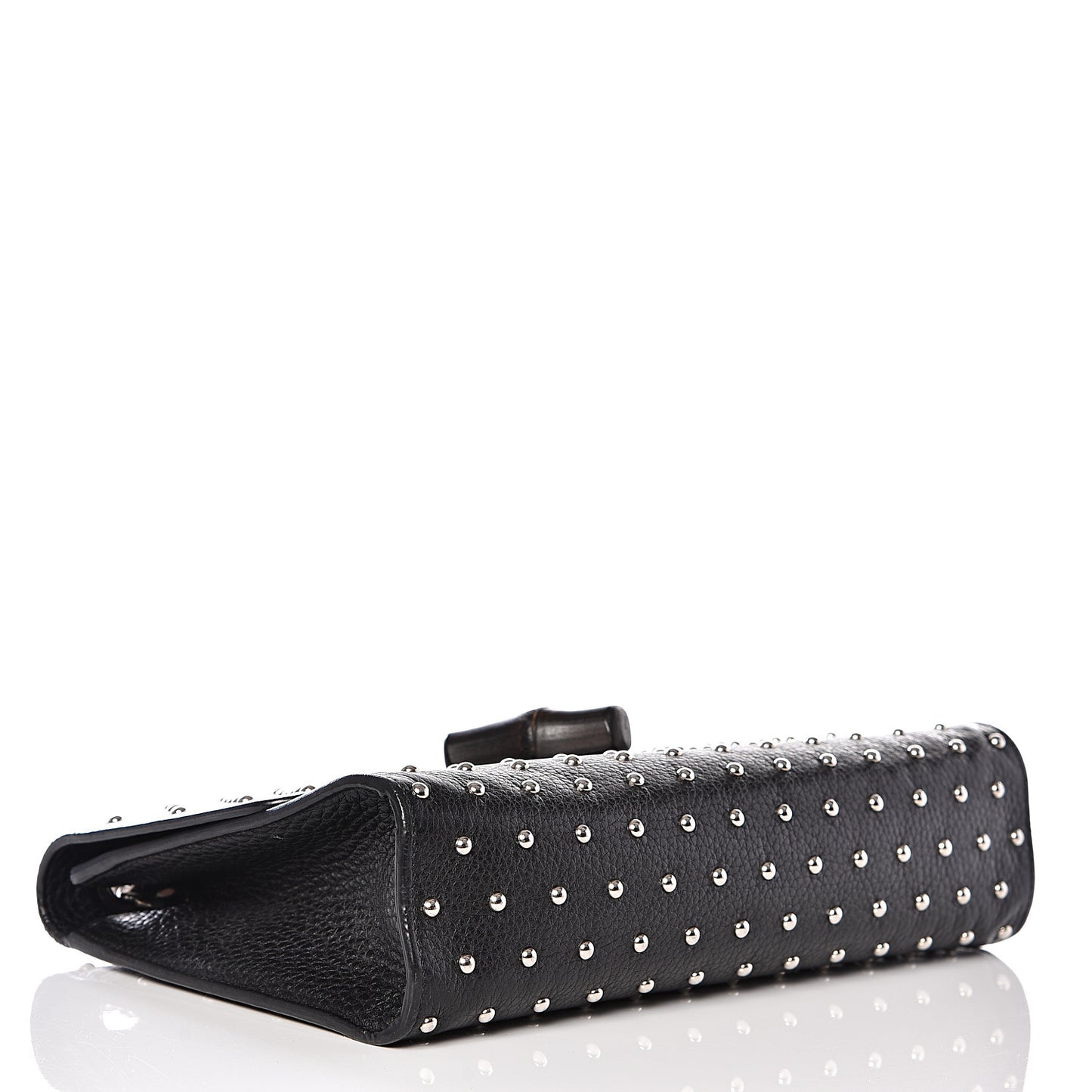 Calfskin Studded Medium Miss Bamboo Shoulder Bag Black