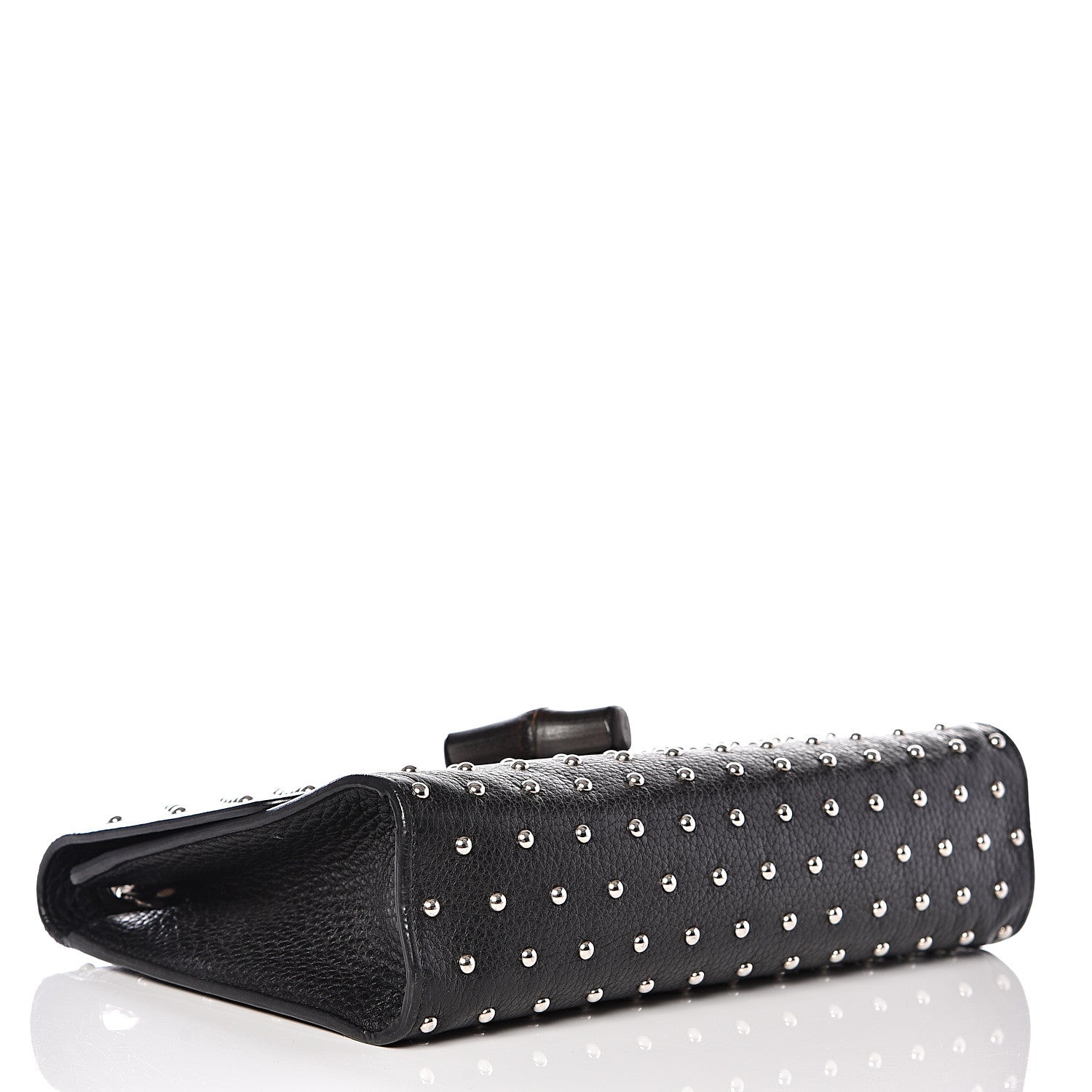Gucci Calfskin Studded Medium Miss Bamboo Shoulder Bag Black 3 of 11