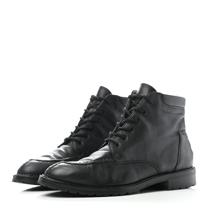 Chanel Calfskin Lace Up Combat Boots 36.5 Black 3 of 7