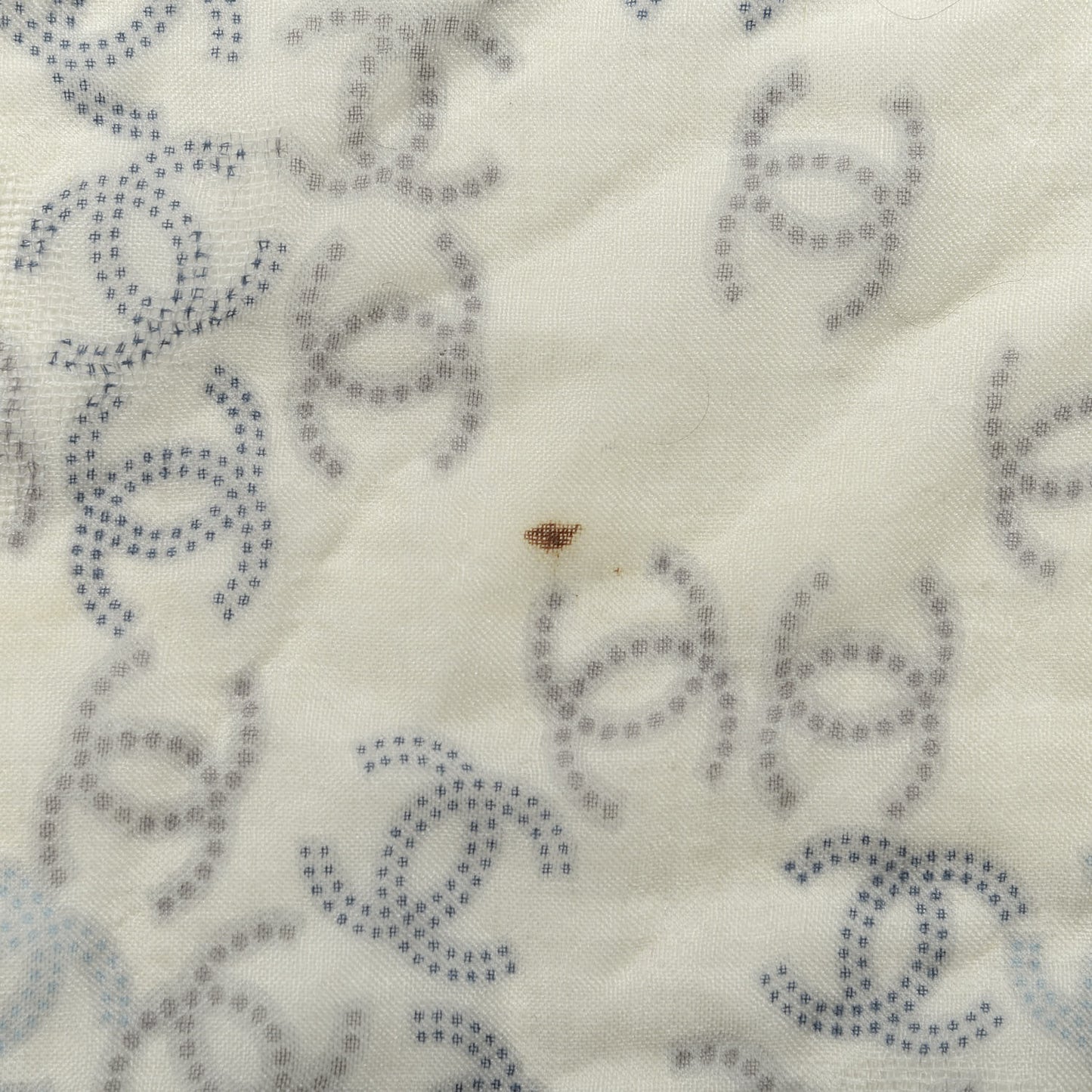 Cashmere Silk CC Scarf White Gray