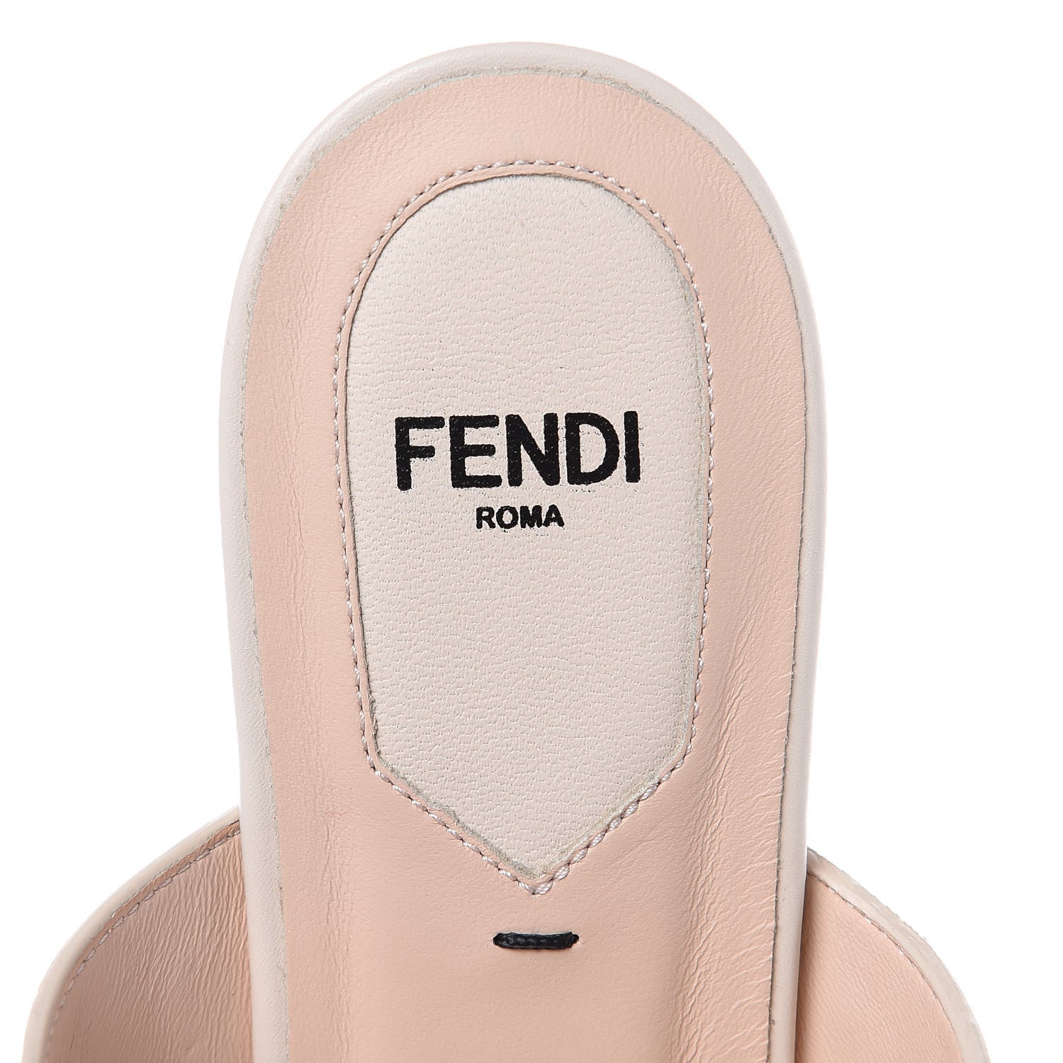 Fendi Vitello FF Embossed Buckle Flat Mules 37 Camelia Moresco 7 of 9