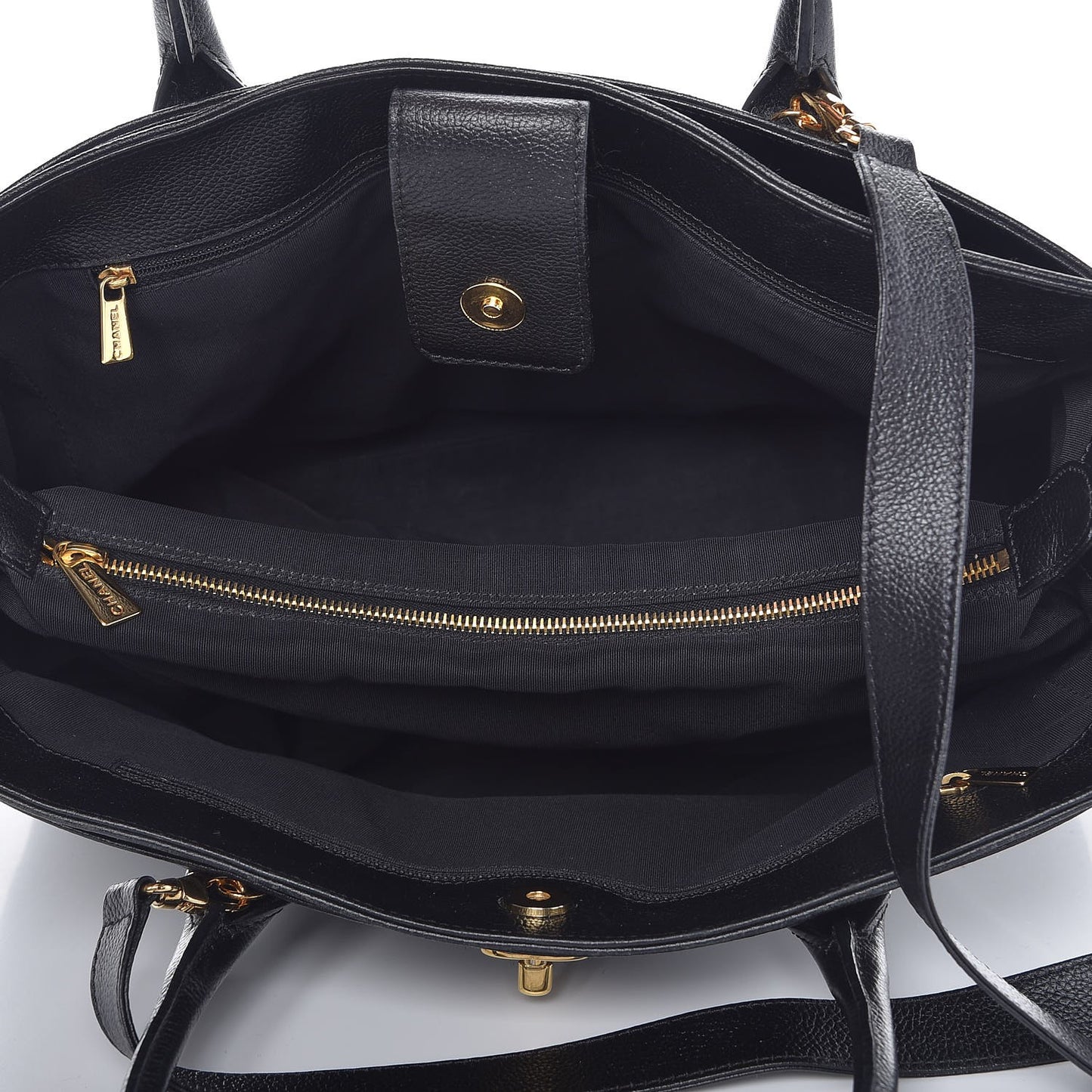 Calfskin Cerf Executive Shopper Tote Black