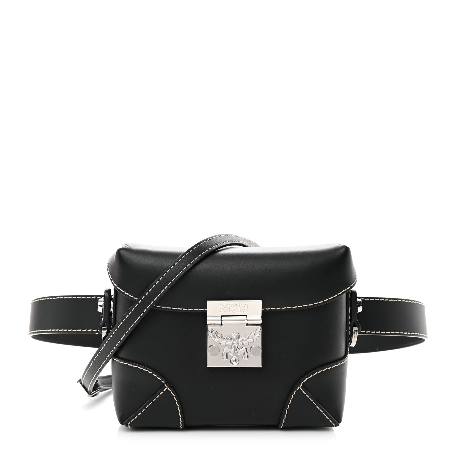 MCM Calfskin Ottomar Monogram Soft Berlin Belt Bag Black 1 of 13