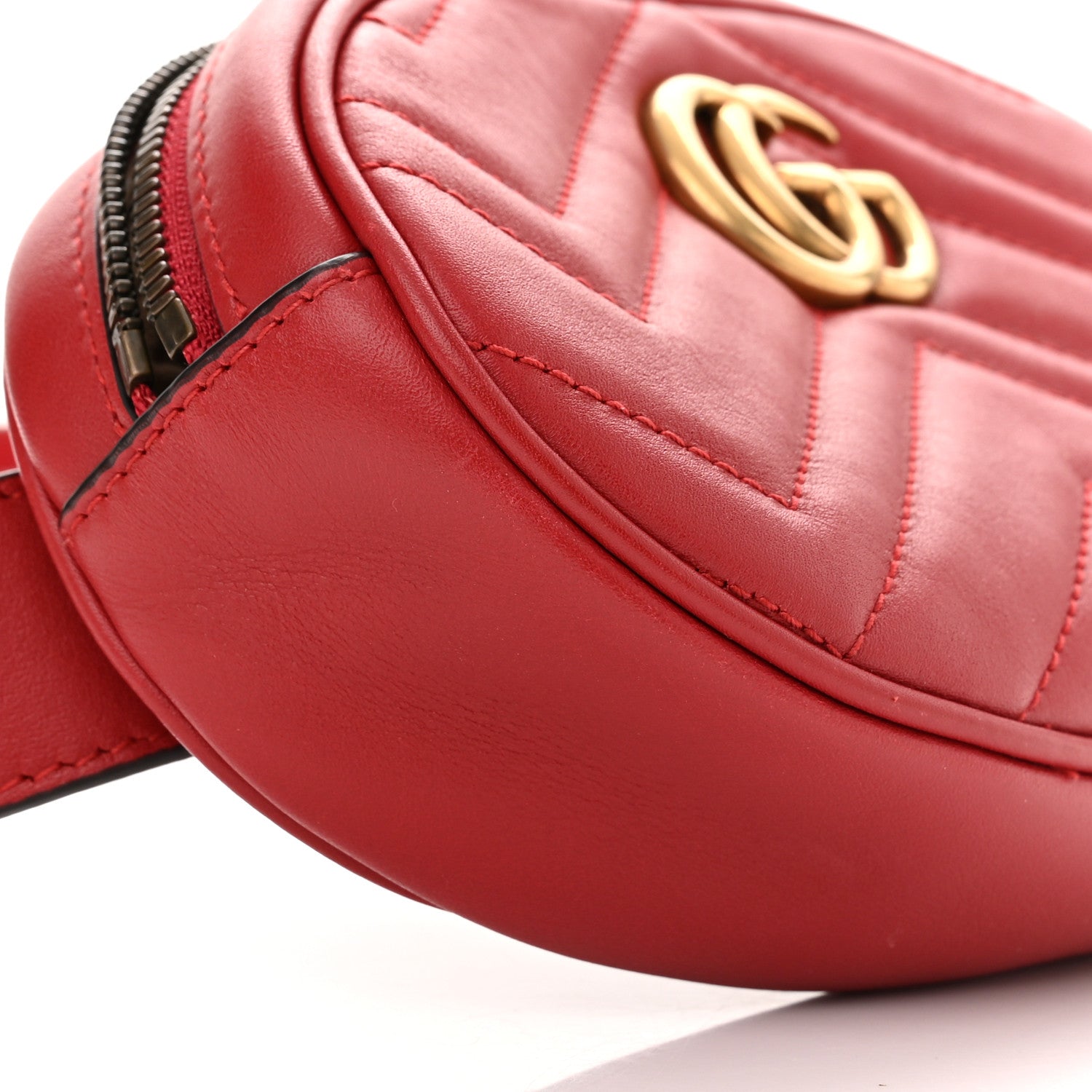 Gucci Calfskin Matelasse GG Marmont Belt Bag 85 34 Hibiscus Red 9 of 12