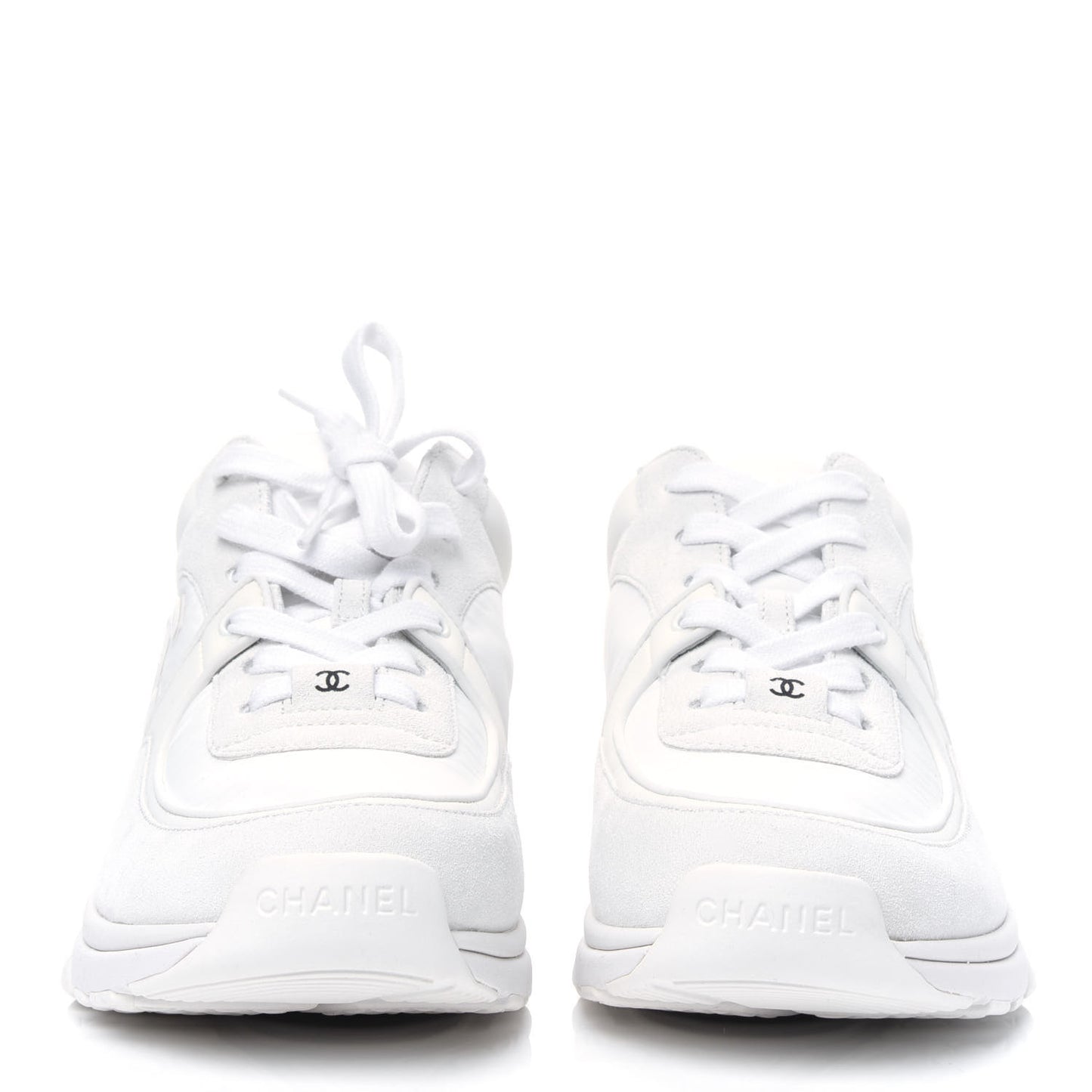 Suede Calfskin Fabric CC Sneakers 38.5 White