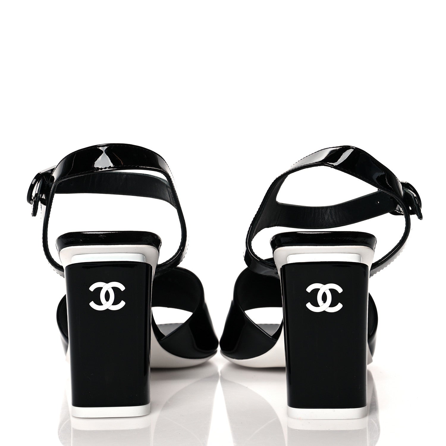 Chanel Patent Calfskin Sandal 38.5 Black White 5 of 9