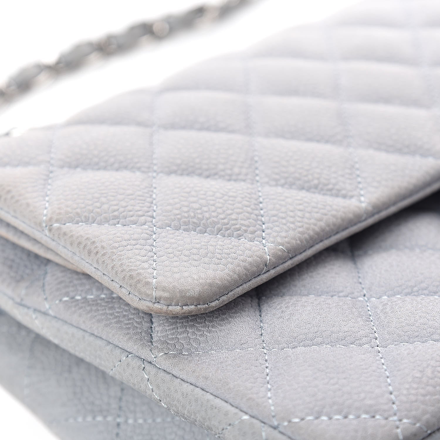 Chanel Iridescent Caviar Quilted Medium Double Flap Light Grey 13 of 15