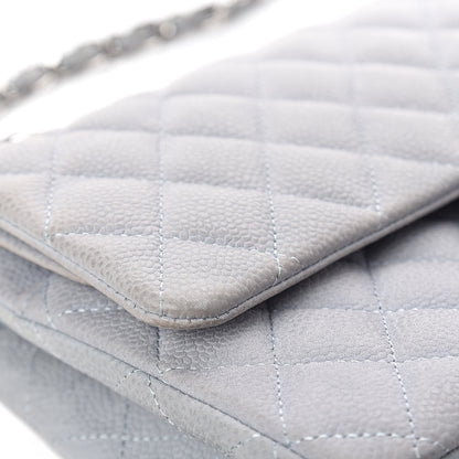 Chanel Iridescent Caviar Quilted Medium Double Flap Light Grey 13 of 15
