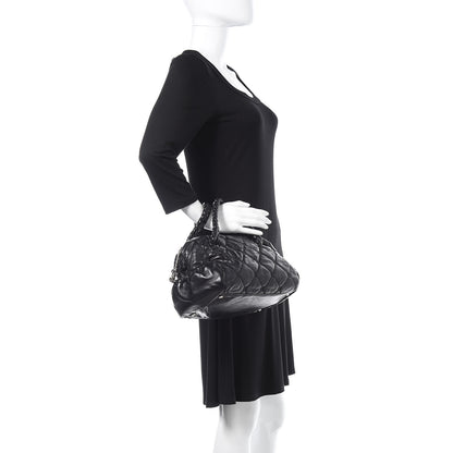 Chanel Lambskin Quilted Hidden Chain Bowler Black 2 of 14