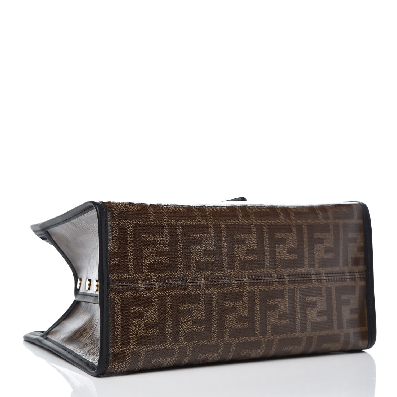 Fendi Glazed Fabric Vitello Century FF 1974 Stamp Patch Mini Peekaboo Defender Cover Mogano Panna Black 4 of 7
