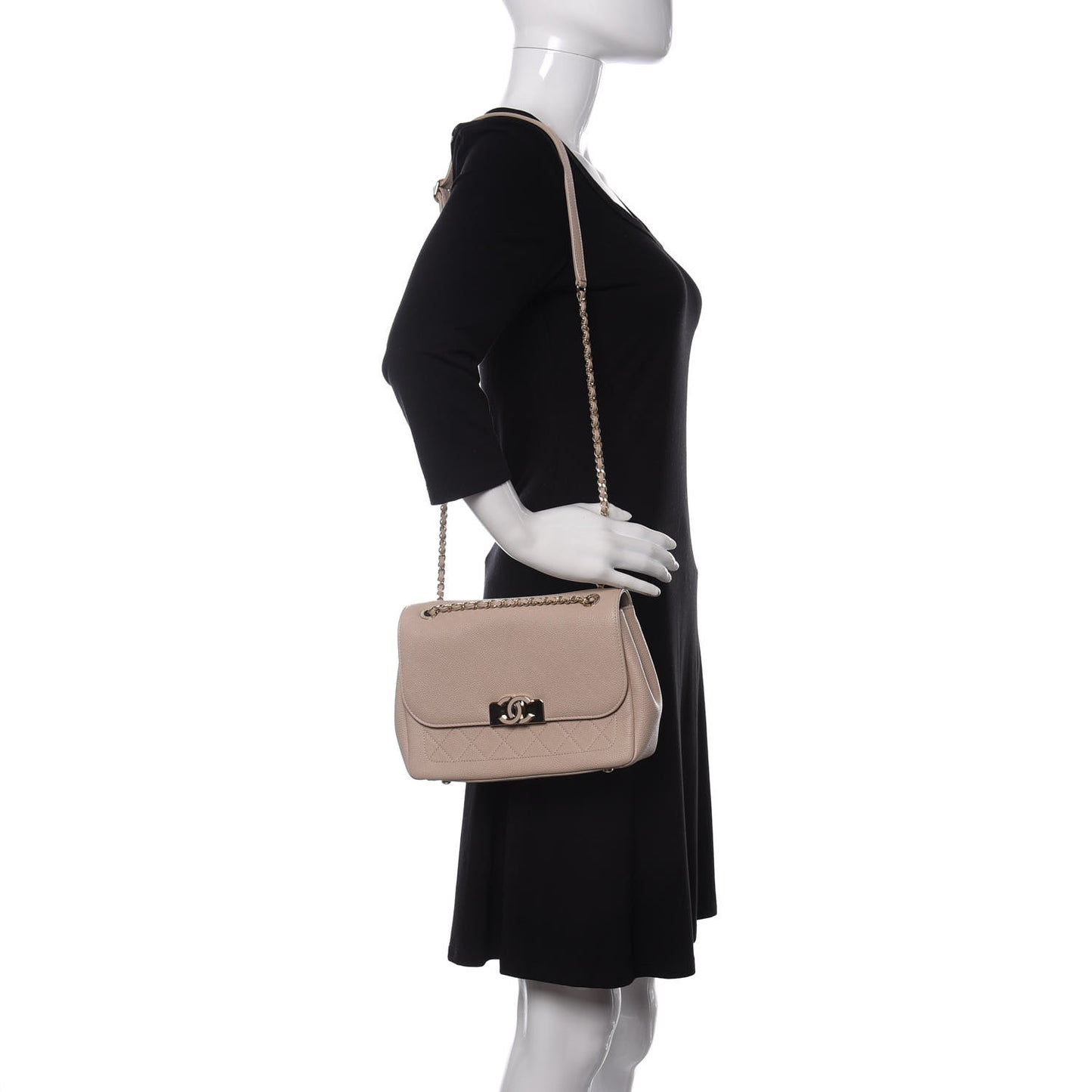 Caviar Small Flap Light Beige