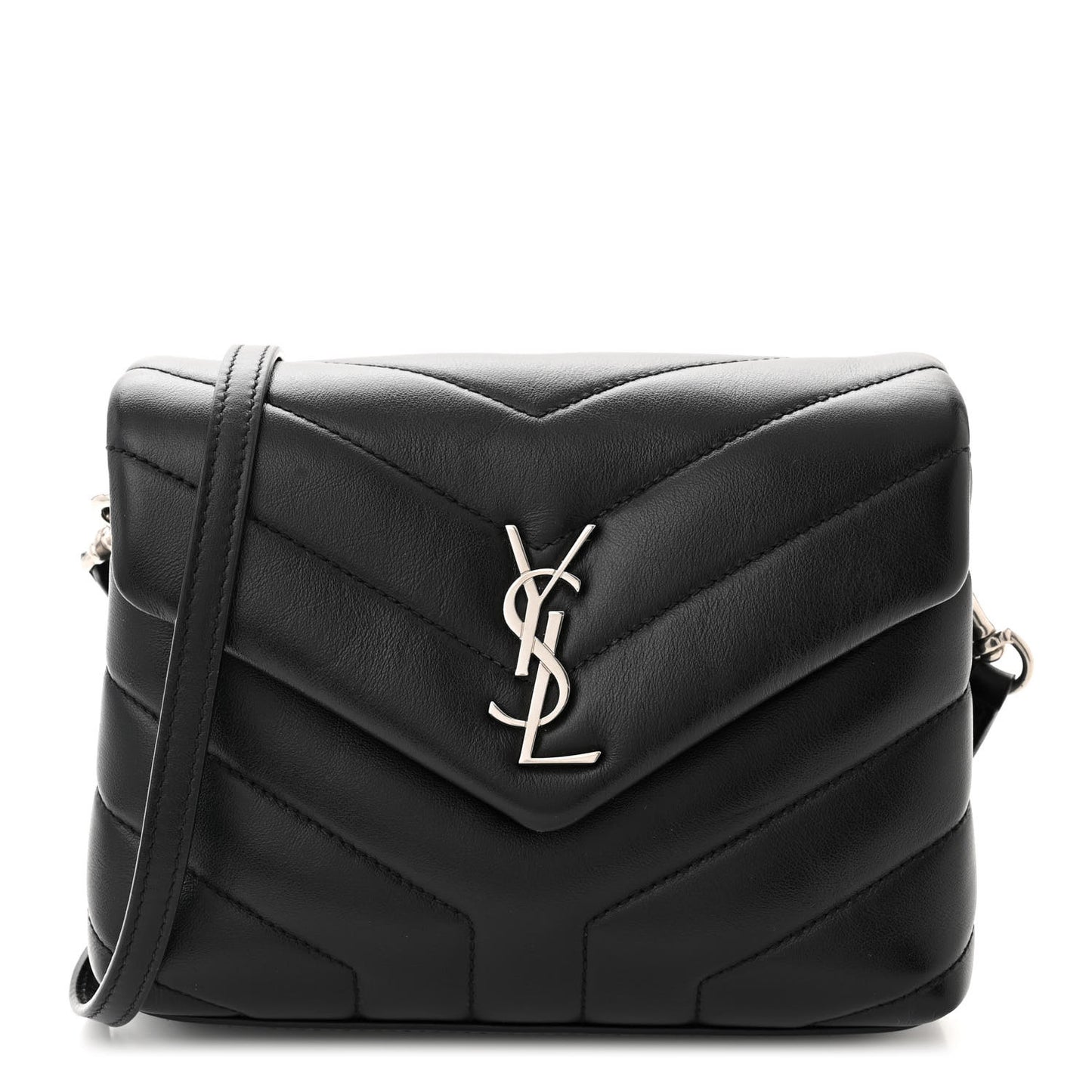 Calfskin Y Quilted Monogram Toy Loulou Crossbody Bag Black