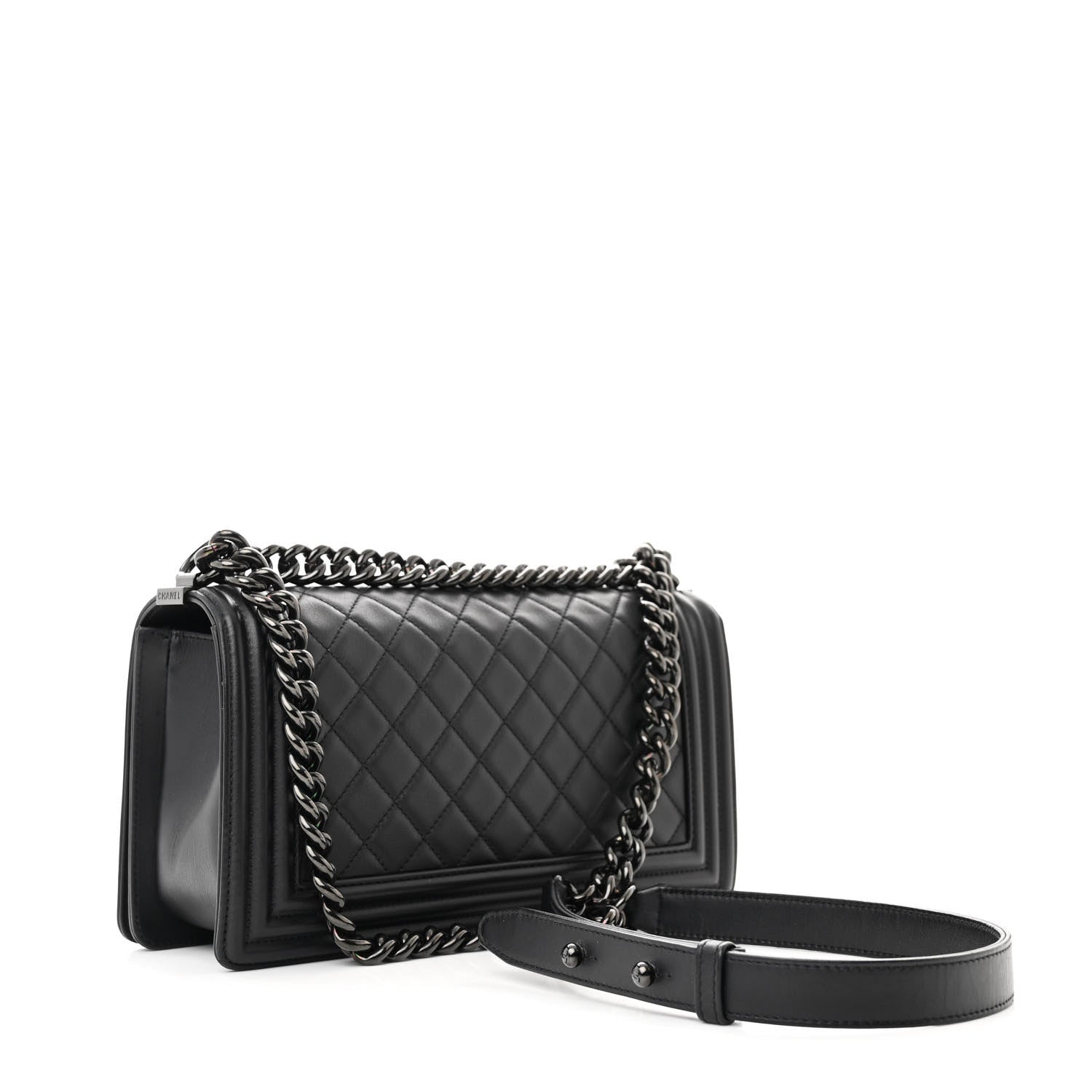 Chanel Calfskin Quilted Medium Boy Flap So Black 2 of 10