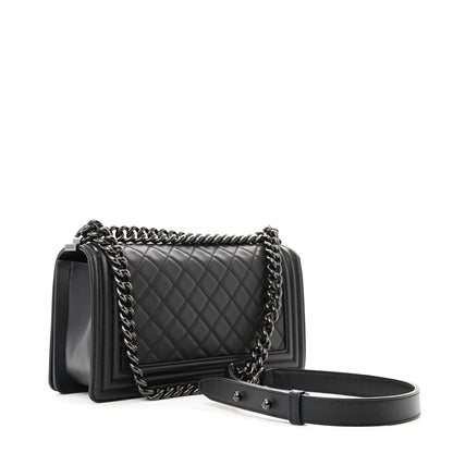 Chanel Calfskin Quilted Medium Boy Flap So Black 2 of 10