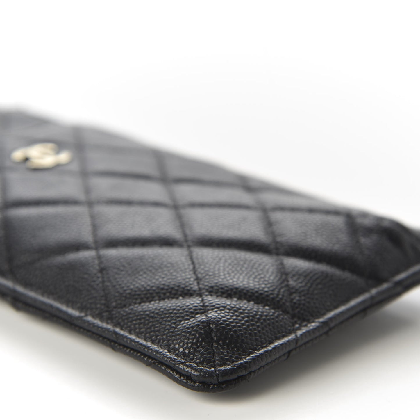 Caviar Quilted Classic Flat Wallet Pouch Black