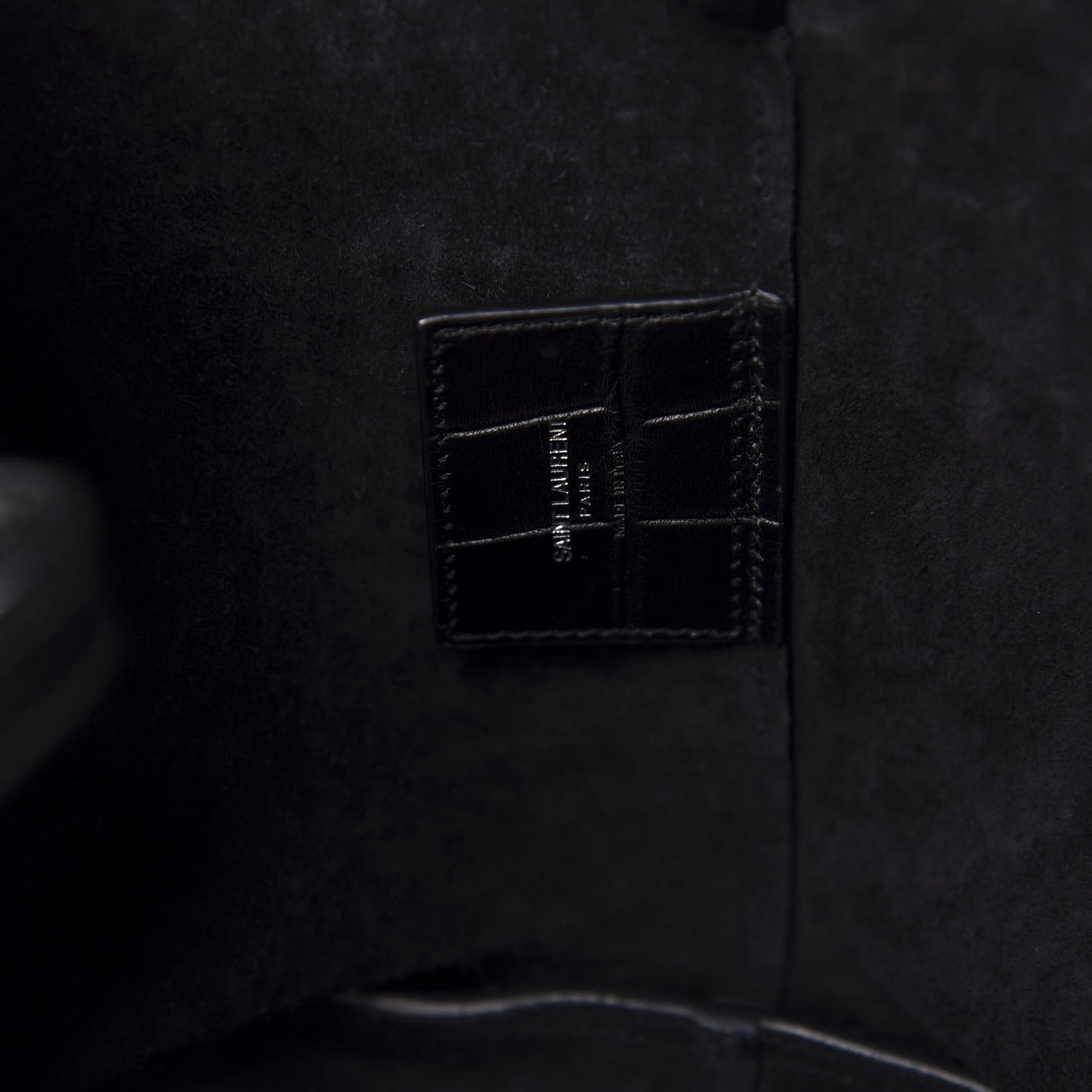 Calfskin Crocodile Embossed Shopping Tote Black