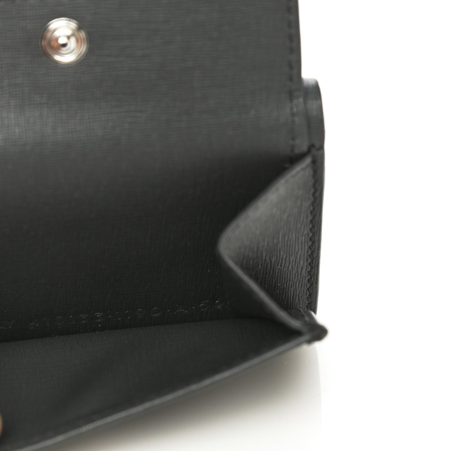 Striped Calfskin Logo Bi-Color Mini Wallet Grey Green