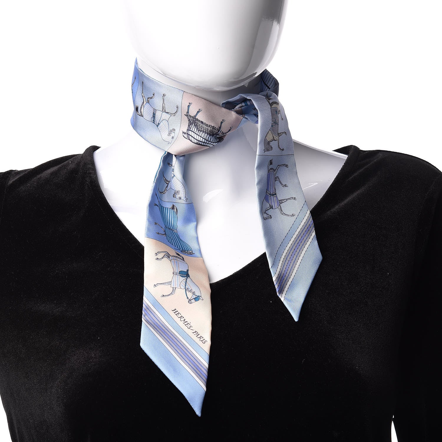 Hermes Silk Couvertures Nouvelles Twilly Ciel Marine Sable 2 of 5