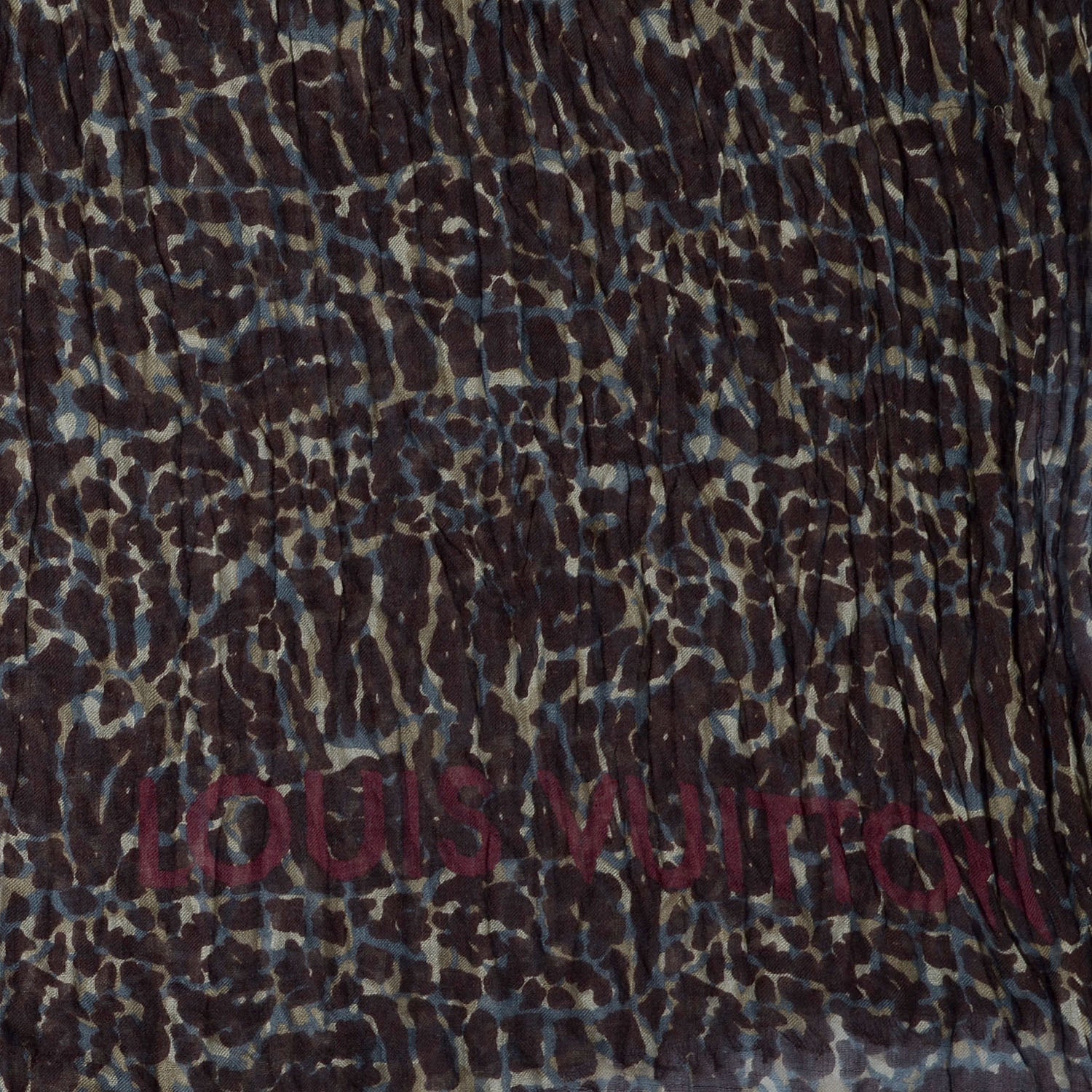 Louis Vuitton Cashmere Silk Lezard Stole Burgundy 4 of 7