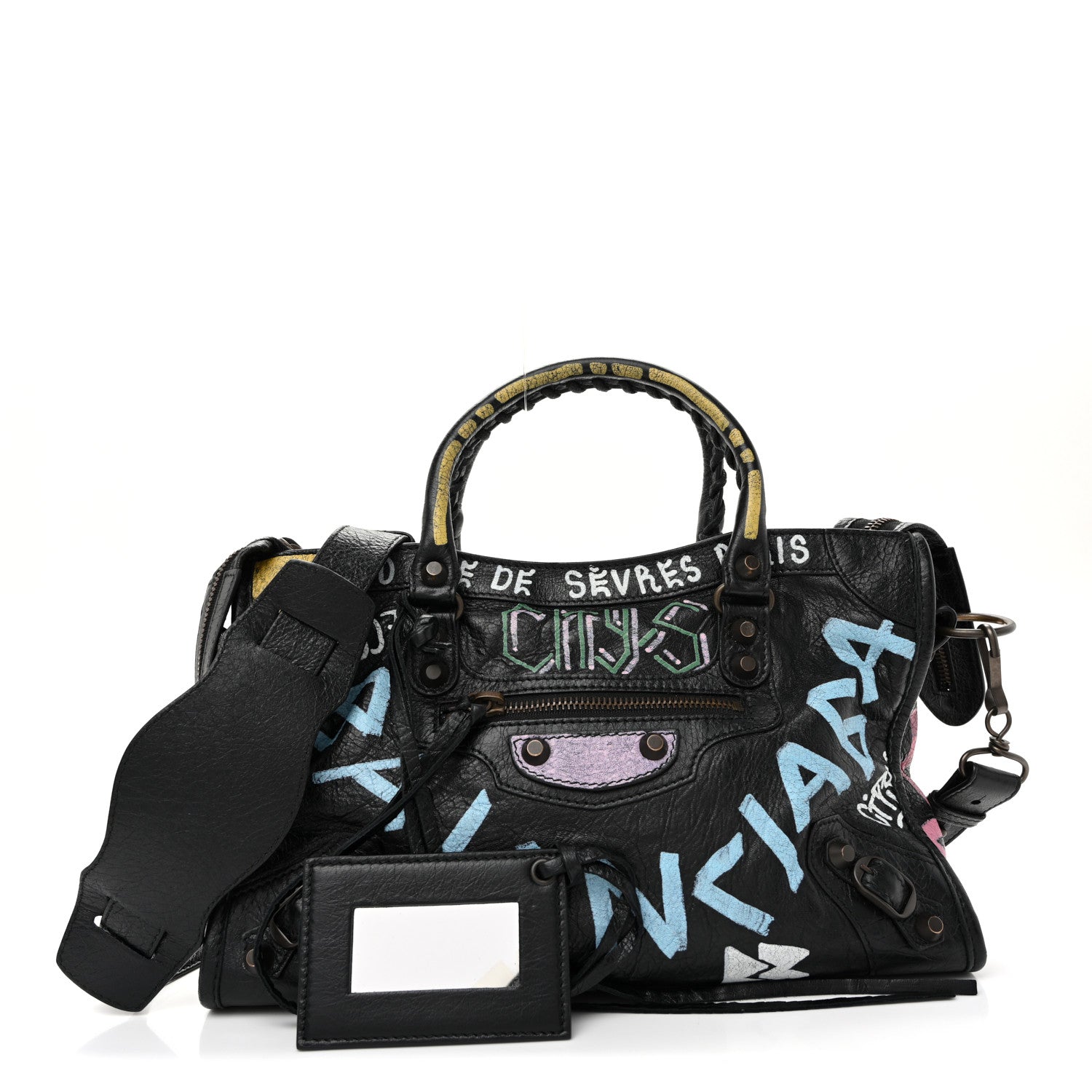 Balenciaga Agneau Graffiti All Over Classic Hardware S City Black Multicolor 1 of 10