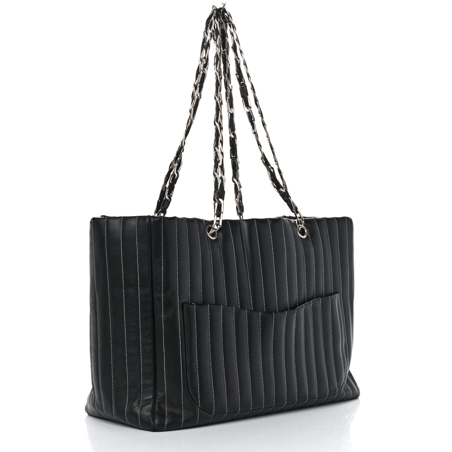 Chanel Lambskin Vertical Quilted Large Mademoiselle Tote Black 3 of 20