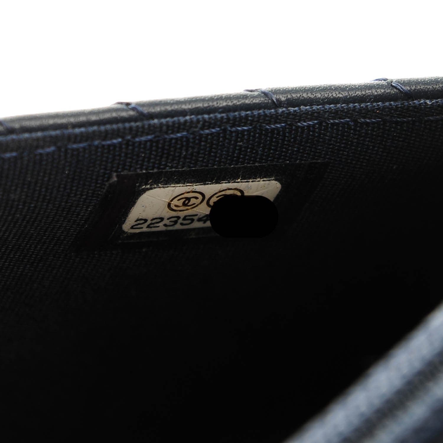 Chanel Calfskin Chevron Quilted Boy Wallet On Chain WOC Navy Blue 8 of 8