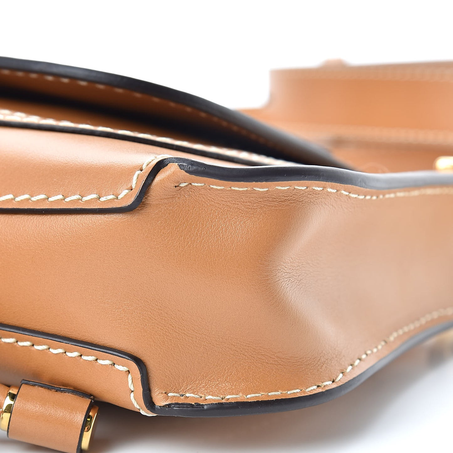 Shiny Calfskin Small Marcie Saddle Shoulder Bag Autumnal Brown