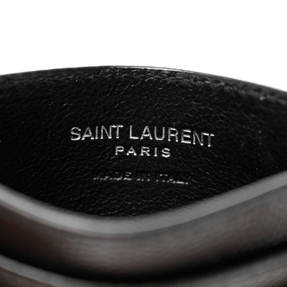 Saint Laurent Grain De Poudre Matelasse Chevron Monogram Credit Card Case Black 6 of 7