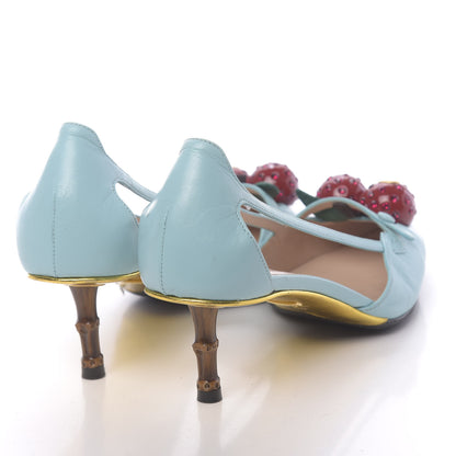 Gucci Malaga Kid Unia Cherry Pumps 38.5 New Acquamarine Emerald Cocoa 4 of 12