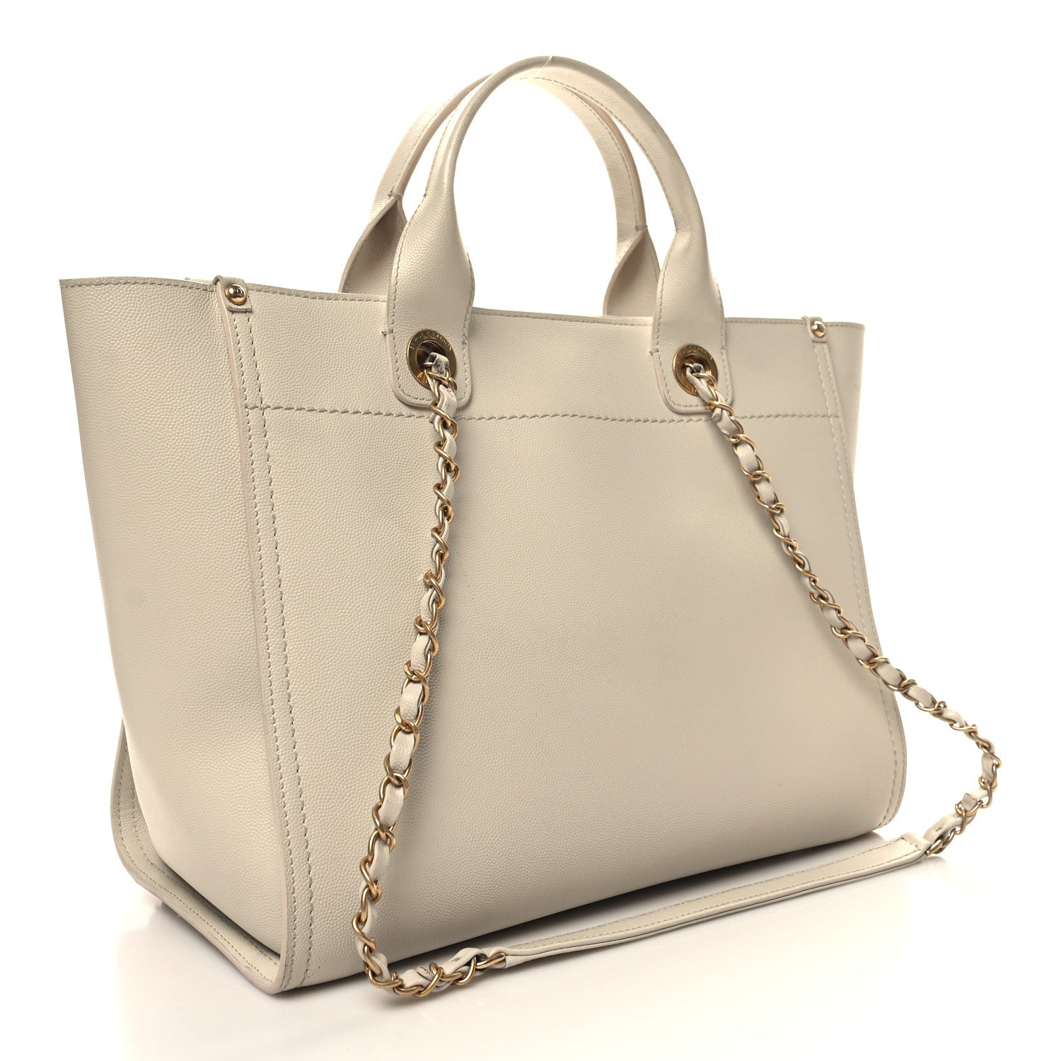 Chanel Caviar Small Studded Deauville Tote Ivory 3 of 16