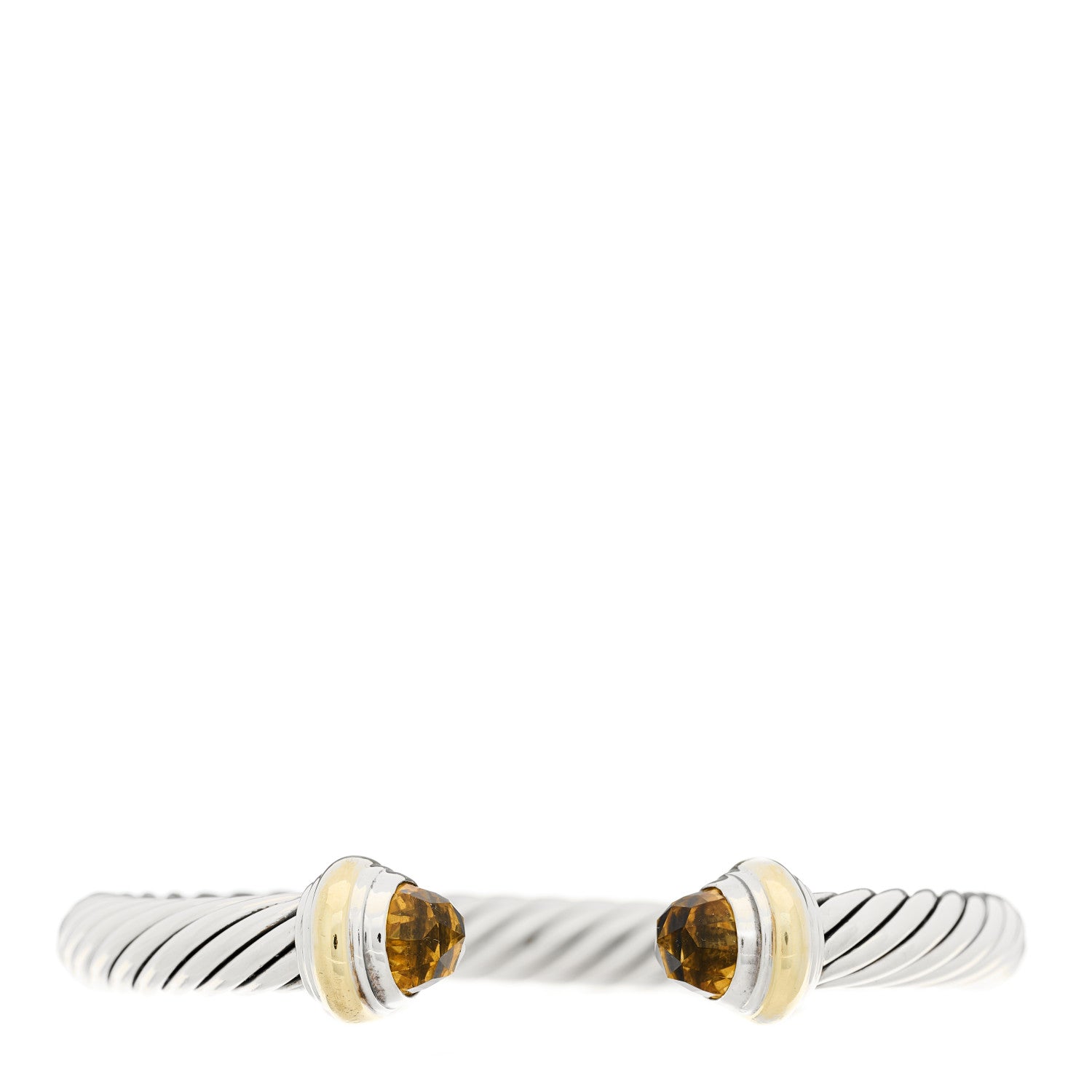 David Yurman Sterling Silver 14K Yellow Gold Citrine 7mm Cable Classics Bracelet 1 of 3
