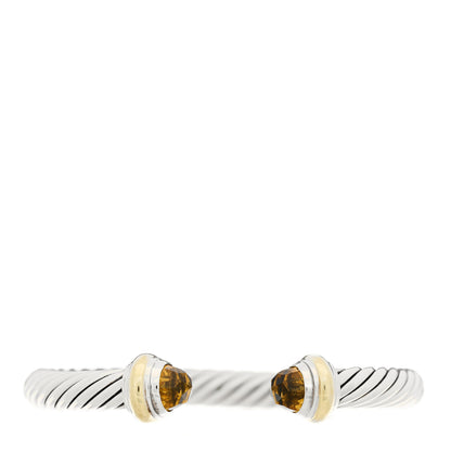 David Yurman Sterling Silver 14K Yellow Gold Citrine 7mm Cable Classics Bracelet 1 of 3